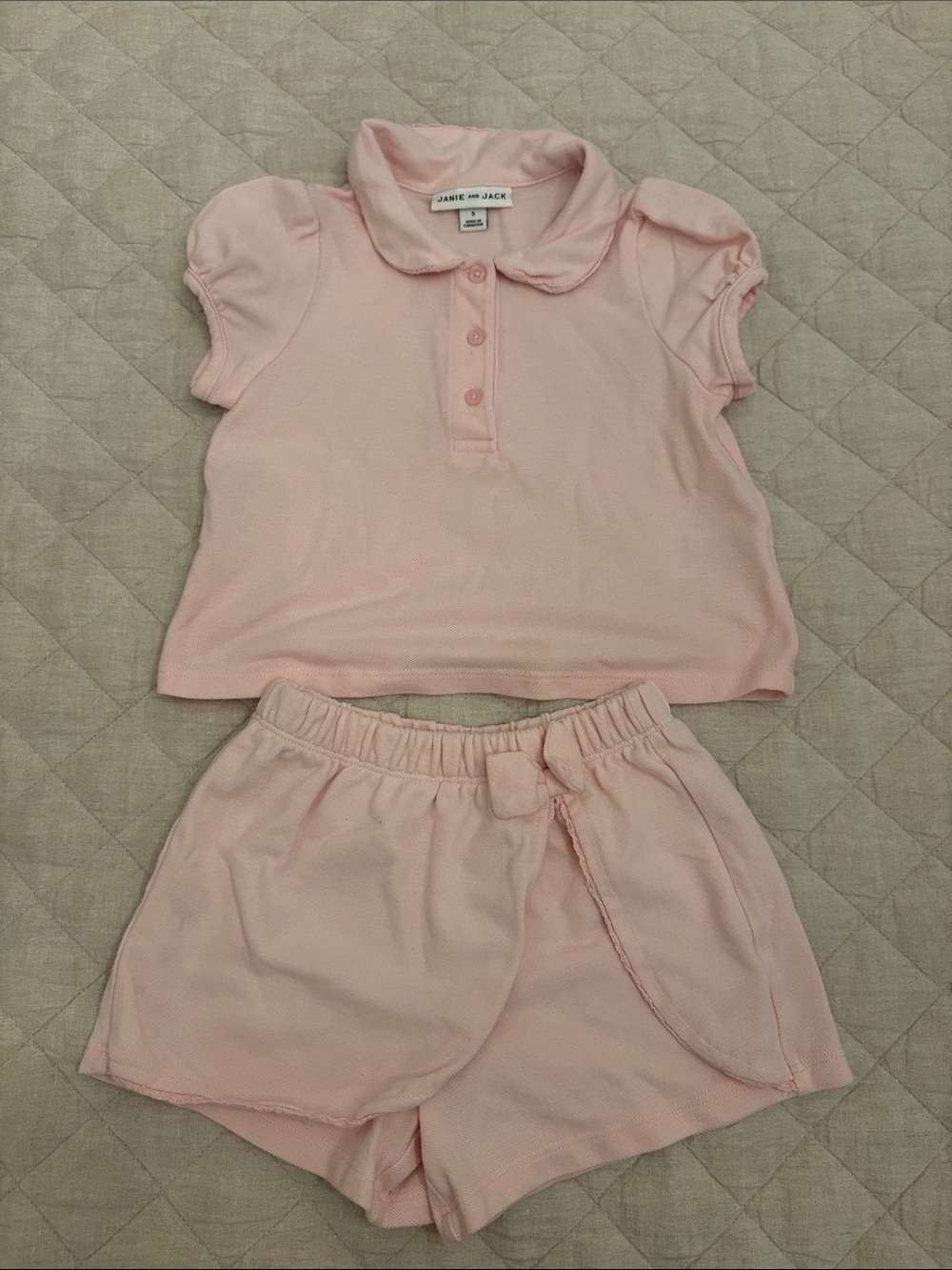 Janie and Jack Pale Pink Polo Top and Matching Shorts Set
